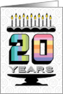 20th Birthday Colorful Balloons Typography Cake card