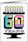 60th Birthday Typography Colorful Number Cake card