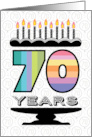 70th Birthday Typography Colorful Number Cake card
