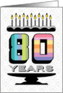 80th Birthday Typography Colorful Number Cake card
