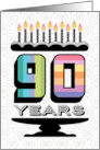 90th Birthday Typography Colorful Number Cake card
