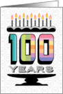 100th Birthday Typography Colorful Number Cake card