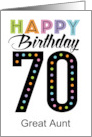 Great Aunt 70th Birthday Colorful Typography card