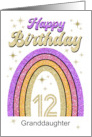 Granddaughter Pink Gold Glitter Effect 12th Birthday Card