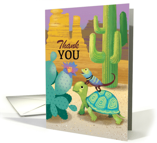 Thank You with a Cute Lizard Sitting on a Turtle Amongst... (1485146)