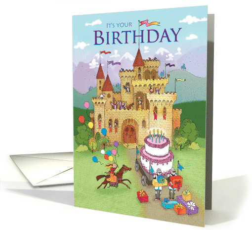Royal Celebration at Castle with Giant Birthday Cake card (1486424)