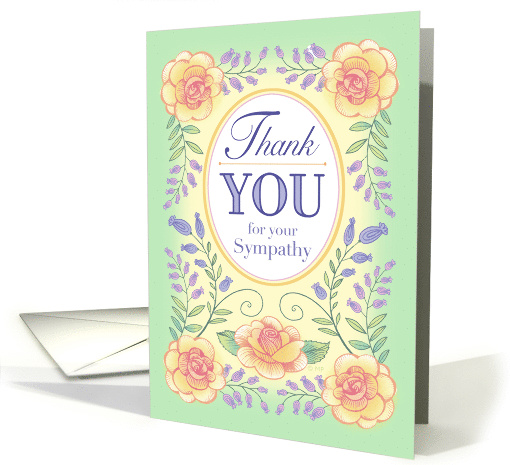 Yellow Peach Roses Thank You Sympathy card (1486948)