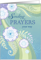 Purple Flowers Sympathy Prayer Green Leaf Paisley card