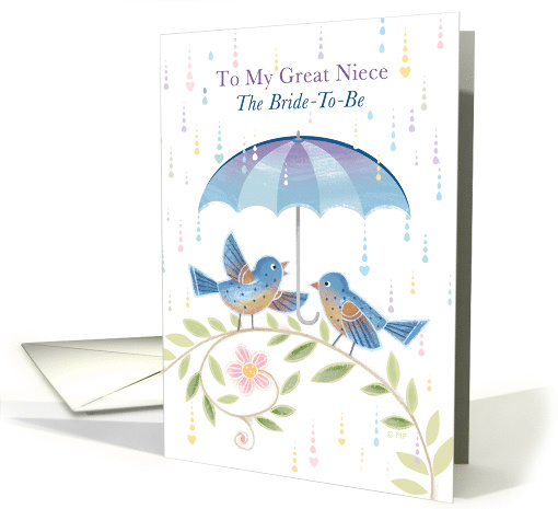 Great Niece Bridal Shower Blue Birds with Umbrella card (1487582)