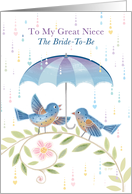 Great Niece Bridal Shower Blue Birds with Umbrella card