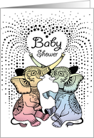 For Twins Baby Shower Invitation Tattoo Elephants card