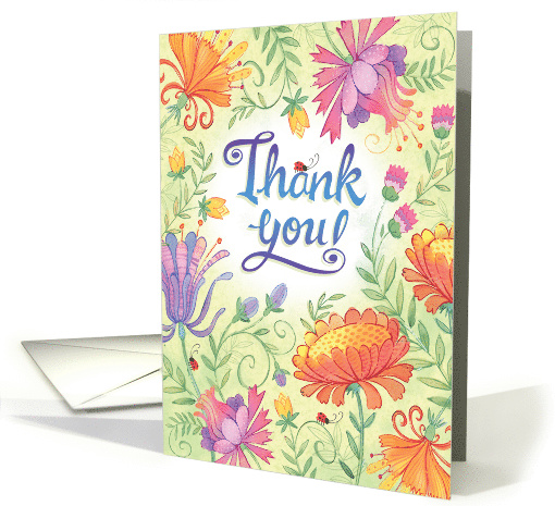 Caregiver for Mother Thank You Flowers and Lady Bugs card (1489298)