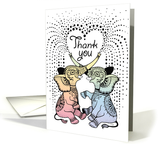 Twins Baby Gift Thank You 2 Cute Decorative Elephants card (1490852)