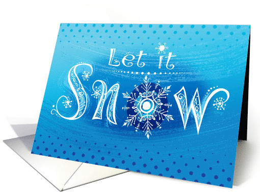 Hand Lettered Let It Snow Blue Christmas card (1496890)