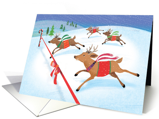 Cute Reindeer Racing for the Christmas Finish Line card (1496936)
