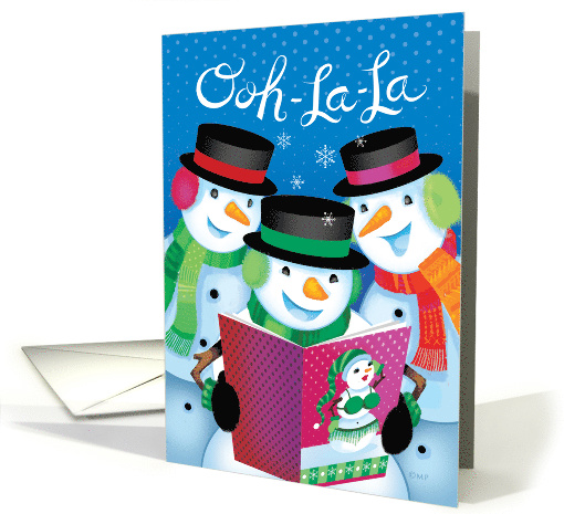 Humorous Snowmen Ooh-La-La Christmas Girly Magazine card (1499234)