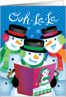 Humorous Snowmen Ooh-La-La Christmas Girly Magazine card