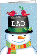 Dad Snowman with 2 Redbirds Christmas card