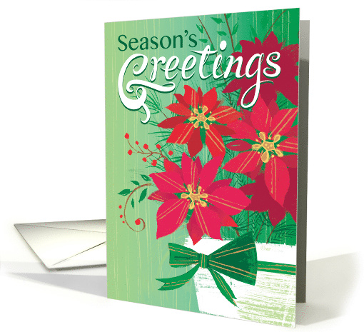 Red Poinsettia Bouquet Season's Greetings for Neighbors card (1502084)