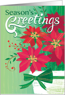 Red Poinsettia Bouquet Season’s Greetings for Neighbors card