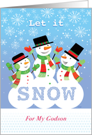 Godson 3 Snowmen Let It Snow Christmas card