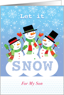 Son 3 Snowmen Let It Snow Christmas card