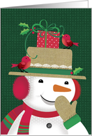 Teacher Snowman With Red Birds Happy Holidays card