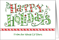 From Our House to Yours Peppermint Stripes Happy Holidays Christmas card