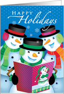 Humorous Snowmen Reading a Snowgirl Magazine Happy Holidays Uncle card