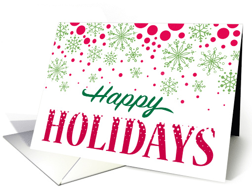 Red Dots Green Snowflakes Happy Holidays card (1506956)