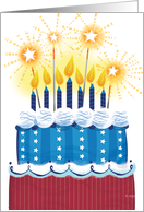 Army Red White Blue Candles Cake Celebrate Birthday Soldier card