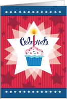 Red White Blue Stars Stripes Cupcake Celebrate Birthday card