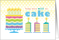 Birthday Cake Celebrate Yellow Blue card