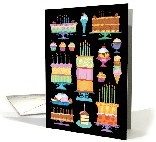 Happy Birthday Cake Cup Cakes and Icecream card (1508316)