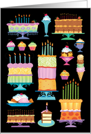 Happy Birthday Cake Cup Cakes and Icecream card