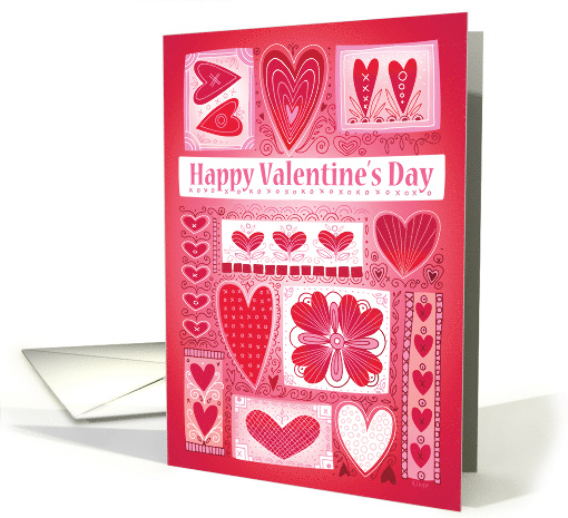 Aunt Decorative Hearts Happy Valentines Day Red Pink X O card
