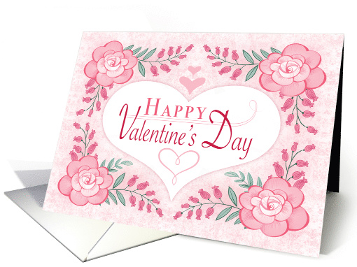 Wife Pink Roses Happy Valentines Day Red Pink White Heart card