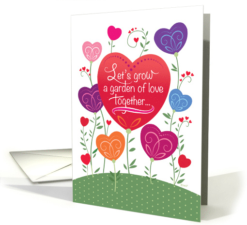 Colorful Heart Flowers Valentines Day Garden card (1510122)