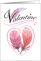 Pink Feathers Heart Valentine Be Mine card