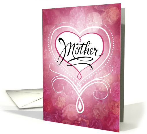 Mother Pink Red Handmade Paper Flowers Scroll Heart Valentine card