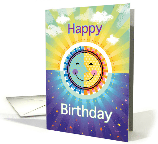 Sister Bright Sun Polka Dots Happy Birthday Day Night card (1511018)