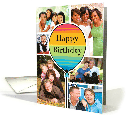 Colorful Happy Birthday Balloon Day Custom Photo Collage From All card
