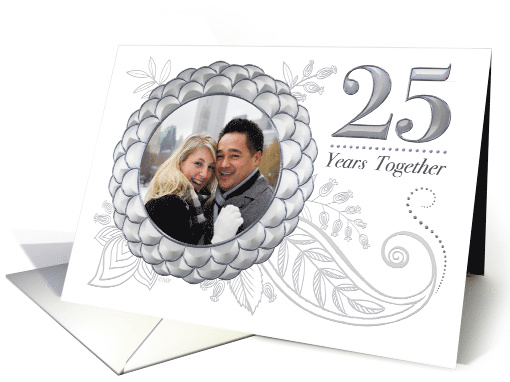 25th Anniversary Invitation Silver Flowers Leaf Paisley... (1511648)