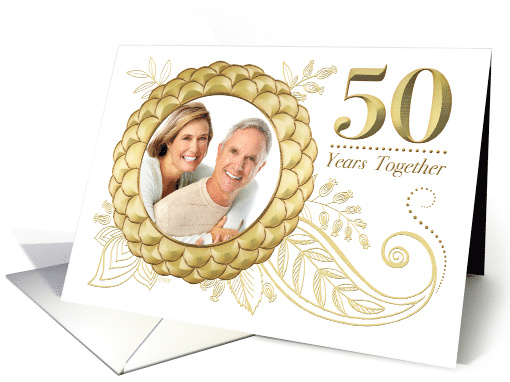 50th Wedding Anniversary Invitation Gold Flowers Paisley... (1511652)