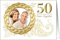 50th Wedding Anniversary Invitation Gold Flowers Paisley Custom Photo card