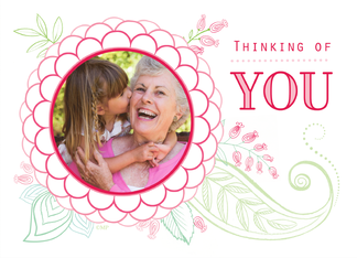 Thinking of You Red Pink Flower Custom Photo