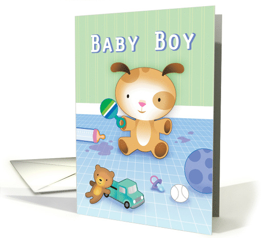 New Baby Boy Congratulations Puppy Mess card (1511946)