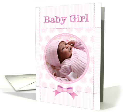 Baby Girl Birth Announcment Pink Baby Quilt Custom Photo card