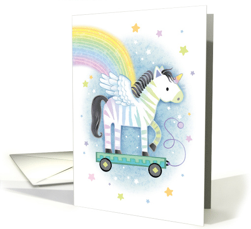New Baby Congratulations Unicorn Pull Toy Rainbow card (1512580)