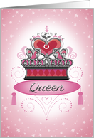 Queen Valentine’s Day Heart Crown Romance Pink Red Silver card